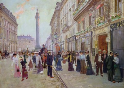 Arbeiter verlassen die Maison Paquin in der Rue de la Paix, ca. 1900 von Jean Beraud